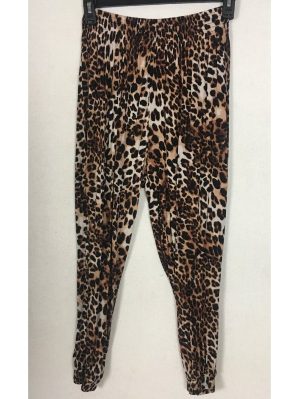H & M Pajama Bottoms Size S Brown Tan Leopard Print Cuffed Ankles Elastic Waist